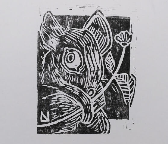 mouse lino cut