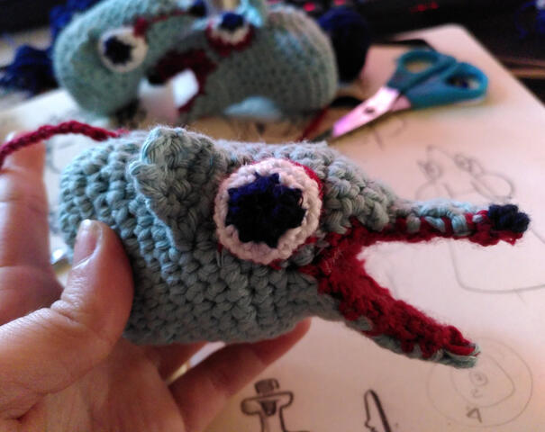 Blue crochet rat
